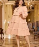 Rochie trapez ED895 - Bej, 58